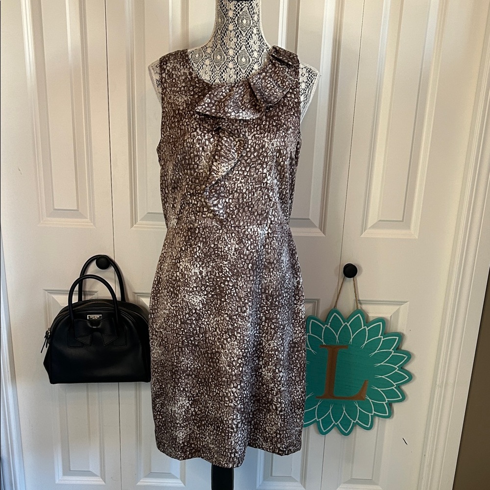 LOFT  Brown/cream Cheetah Print Sleeveless Dress